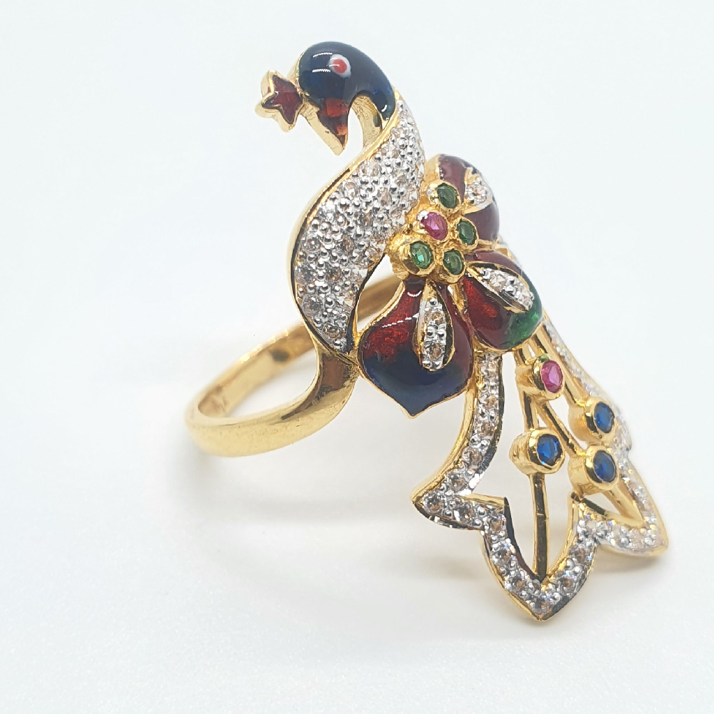 Gold 22.k Peacock Design Ladies Ring - Image 3