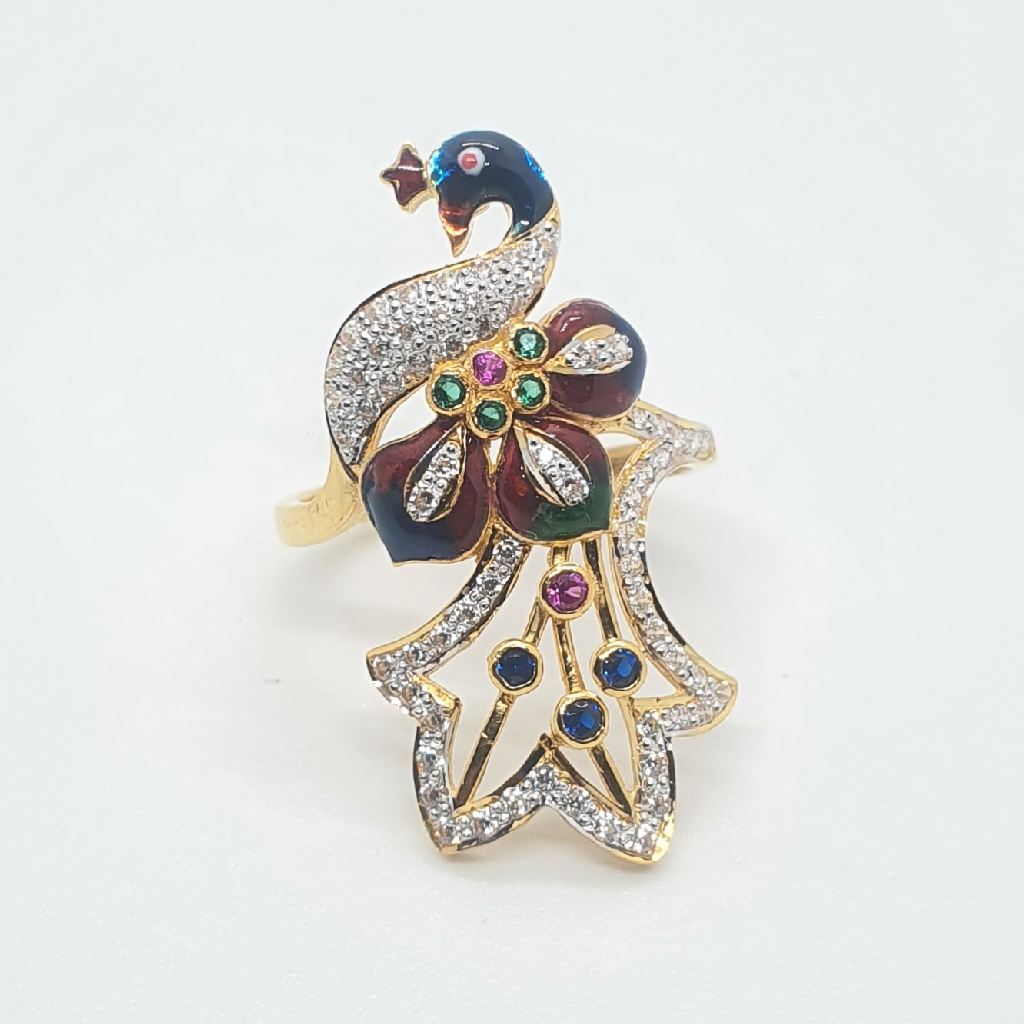 Gold 22.k Peacock Design Ladies Ring - Image 2