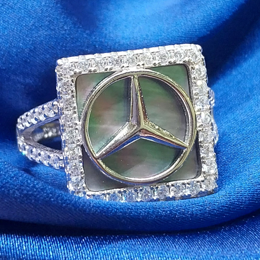Silver 92.5 Mercedes Design Gents Ring - Image 2