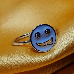 Silver 92.5 Emoji Design ladies ring