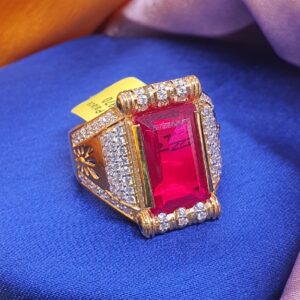 22.k Gold Fancy Red Diamond Gents Ring