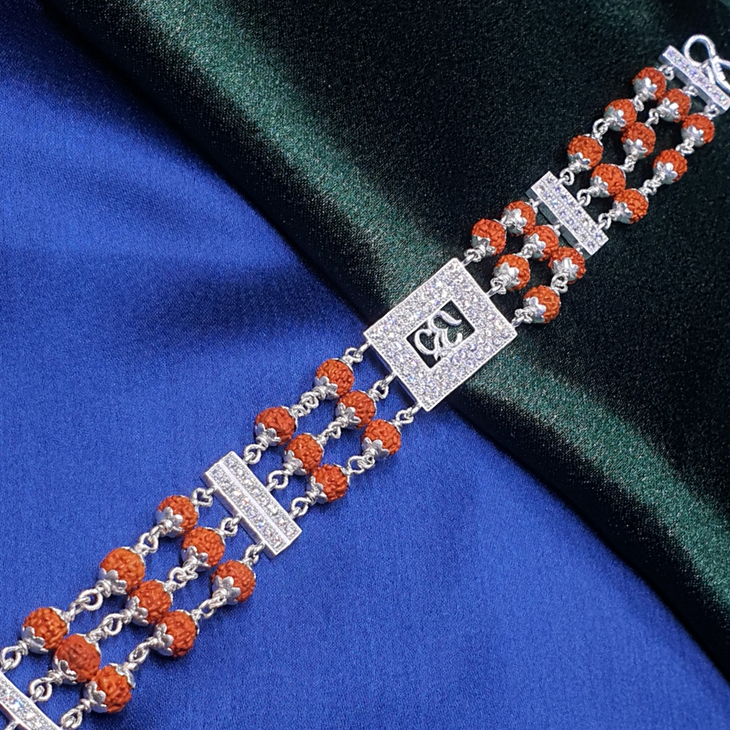 Silver Om Design Rudraksh Lucky