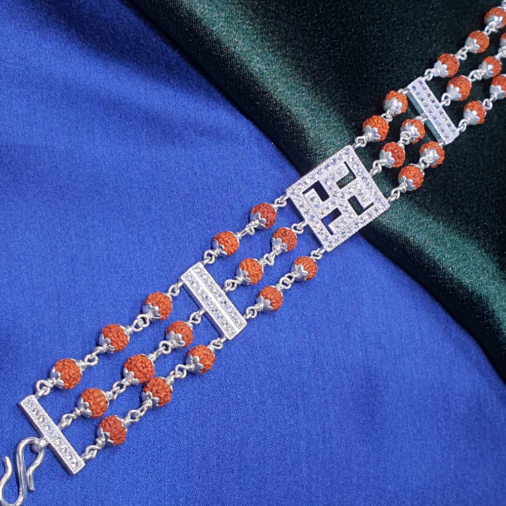 Silver Rudraksh Diamond Rakhdi