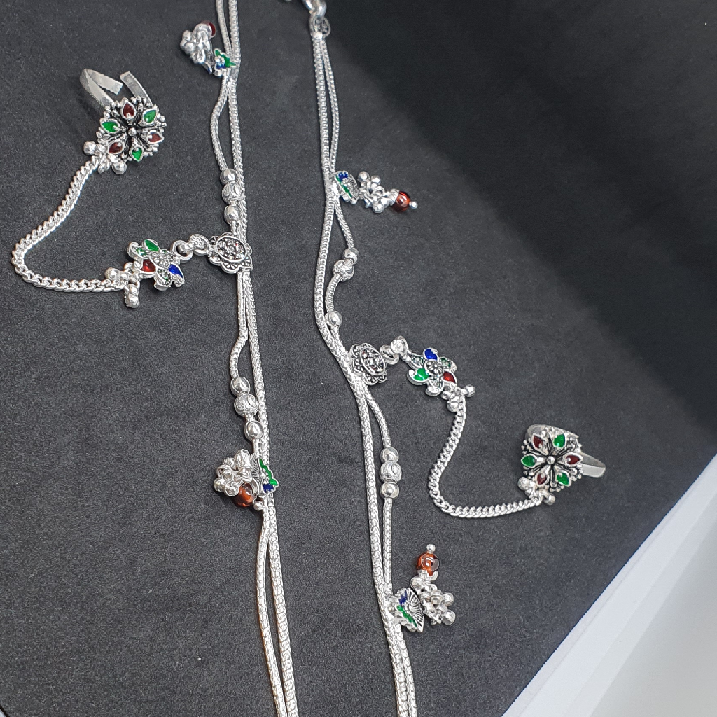 Silver Fancy Pag Pan Payal - Image 2