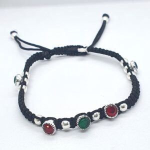 Silver Green And Red Diamond Anklet