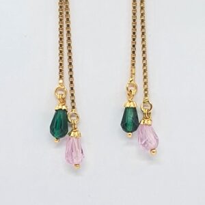 Gold 22.k green and pink diamond latkan ser