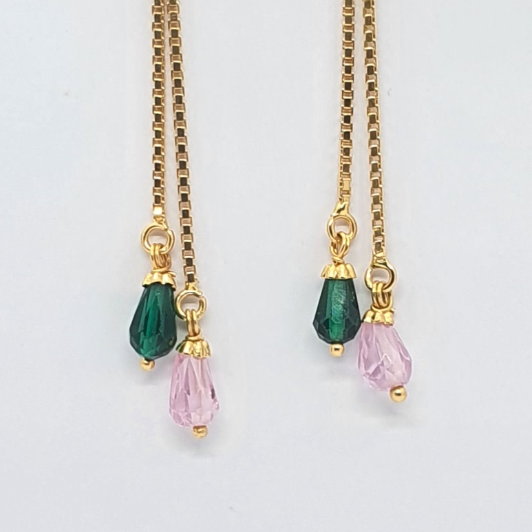 Gold 22.k green and pink diamond latkan ser - Image 2