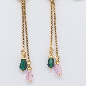 Gold 22.k green and pink diamond latkan ser