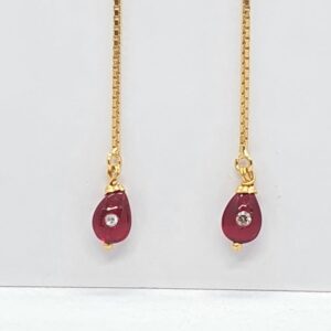 Gold 22.k Simple Red Diamond Latkan Sher