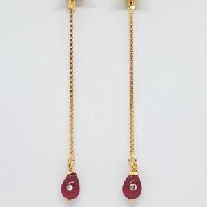 Gold 22.k Simple Red Diamond Latkan Sher