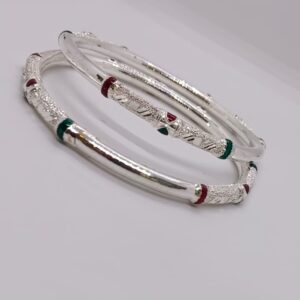 Silver Red And Green Mina Kadli