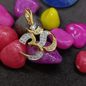 Gold 22k diamond om pendant