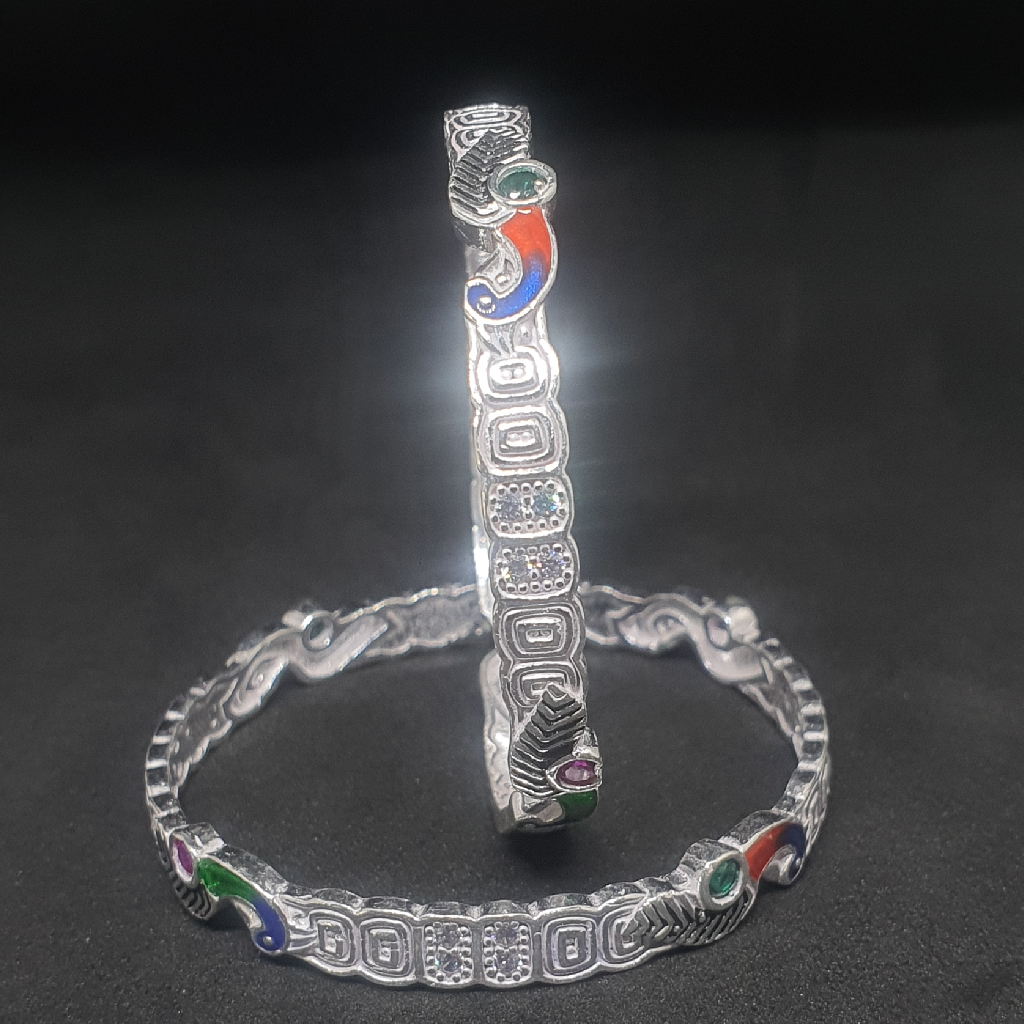 Silver Peacock Design Baccha Fancy Kadli - Image 2