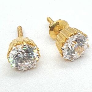 Gold 22.k White Stone Earrings
