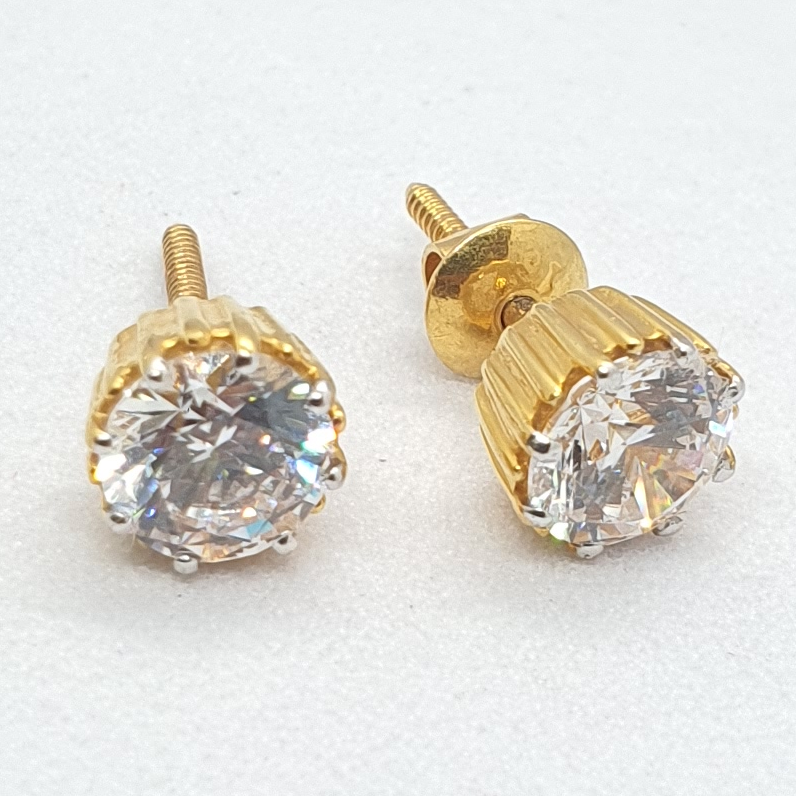 Gold 22.k White Stone Earrings