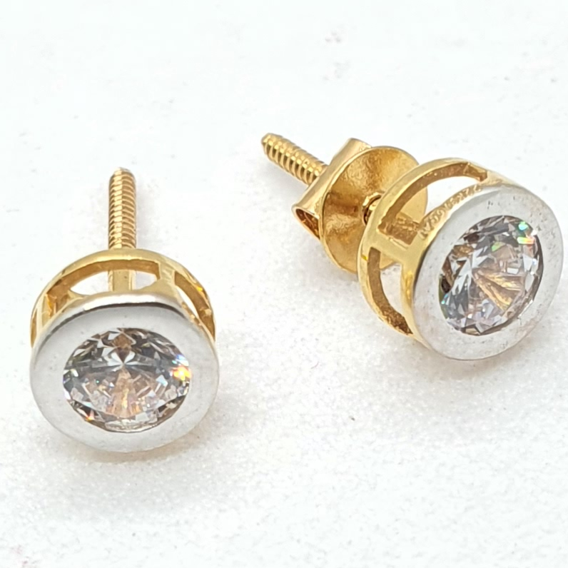 Gold 22.k White Stone Earrings - Image 2