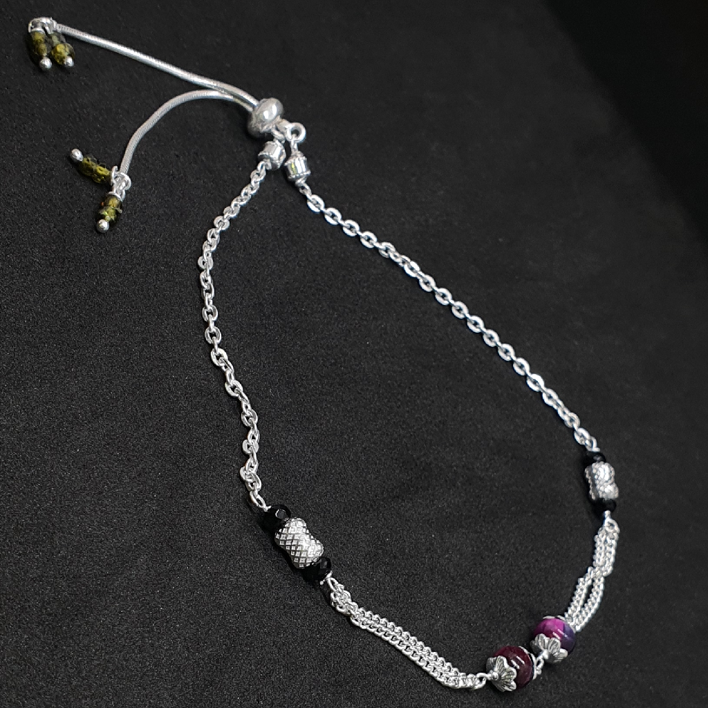 Silver Moti Anklets
