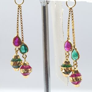 Gold 18.k Green And Red Fancy Latkan Ser