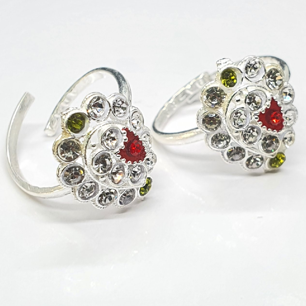 Silver Diamond Fancy Toe Rings - Image 2