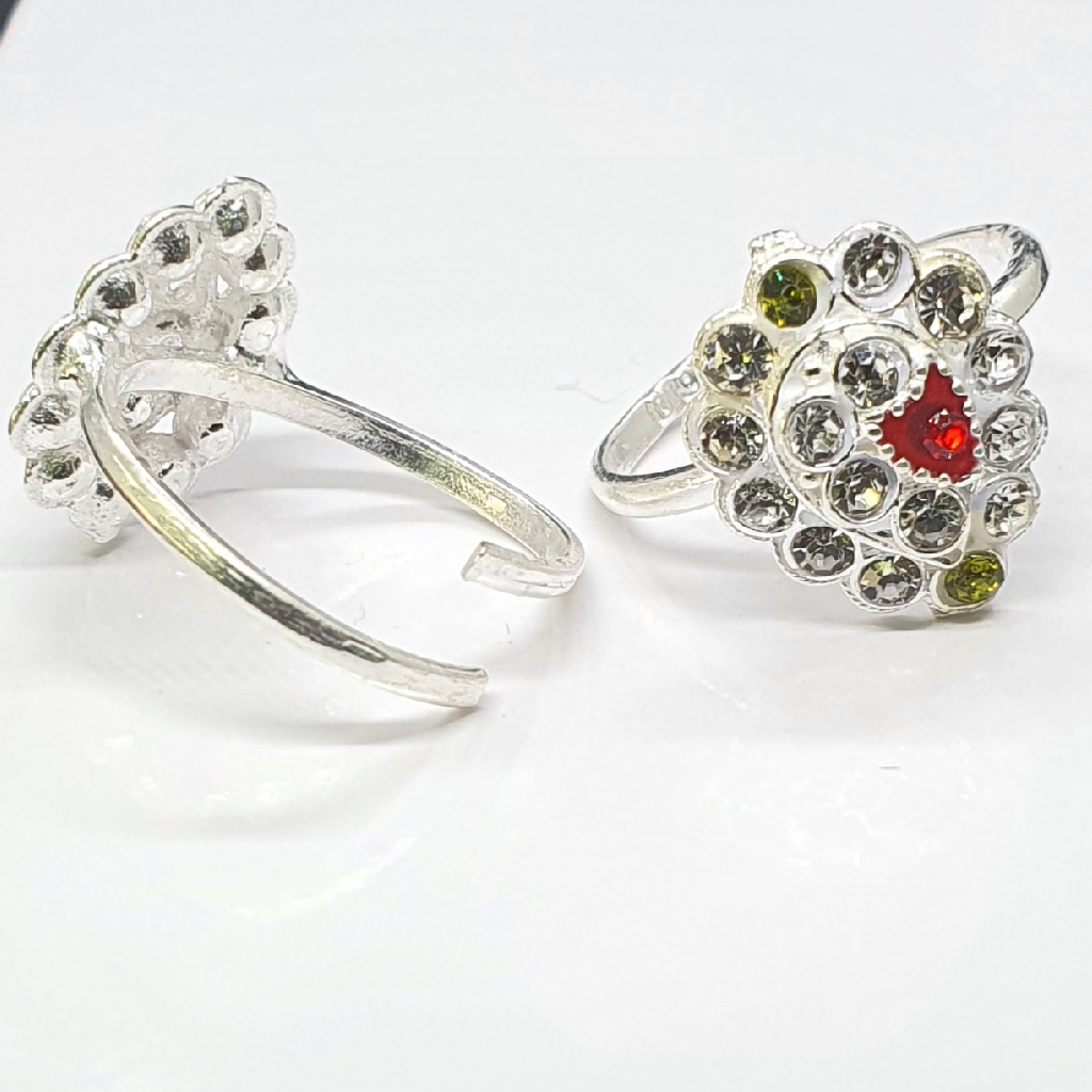 Silver Diamond Fancy Toe Rings