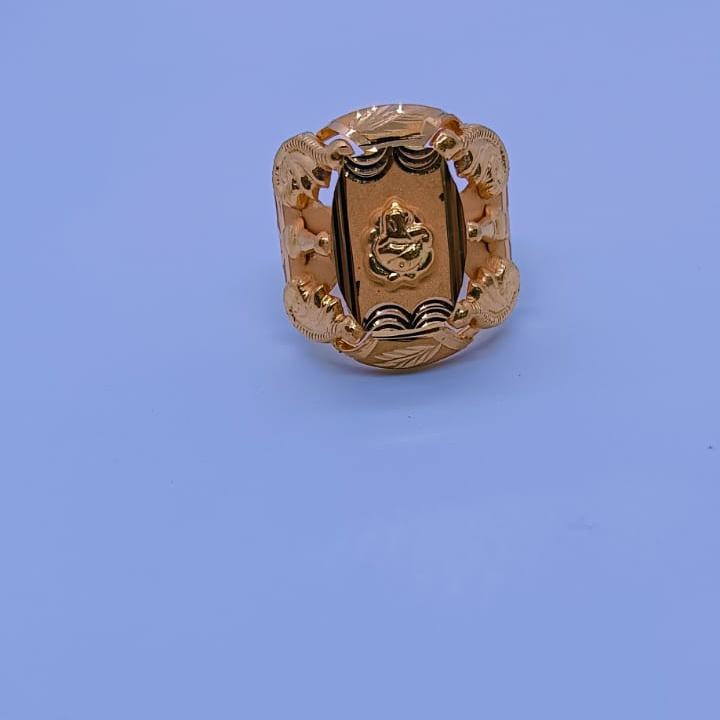 Gold 22k Ganpati Design Gents Ring - Image 2