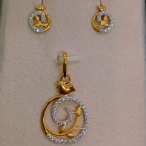 Gold 22k Round Fancy Design Pendant Set