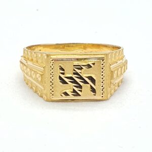Gold 91.6 Swastik design gents ring