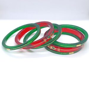 Gold Red And Green Fancy Chudi