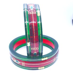 Gold Red And Green Fancy Chudi