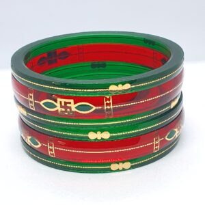 Gold Red And Green Fancy Chudi