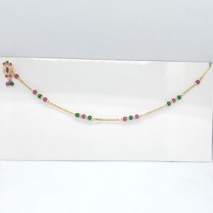 Gold 18.k Pink And Green Moti Maa Fancy Nath