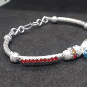 Silver red diamond shrimant rakhdi