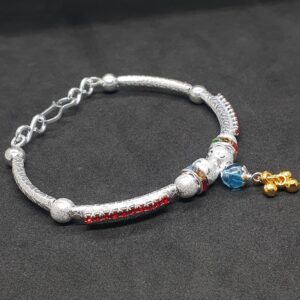 Silver red diamond shrimant rakhdi