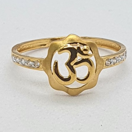 Gold 91.6 Om Design Ladies Ring - Image 2