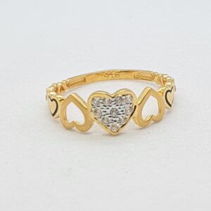 Gold 22.k Heart Shape Ladies Ring