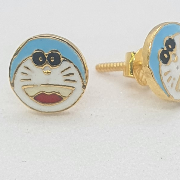 Gold Doraemon Earrings - Image 2