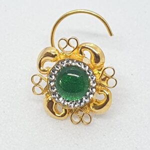 Gold Green Diamond Ladies Nose Pin
