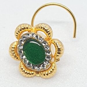 Gold Green Diamond Ladies Nose Pin