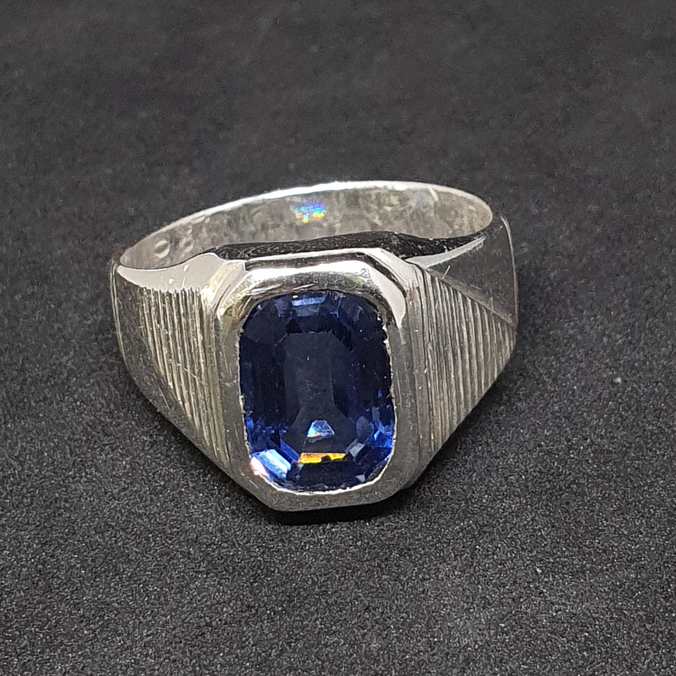 Silver Blue Sapphire Stone Ring