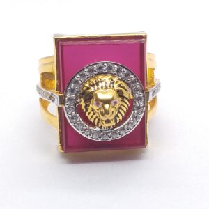 Gold 91.6 Red Stone Fancy Gents Ring