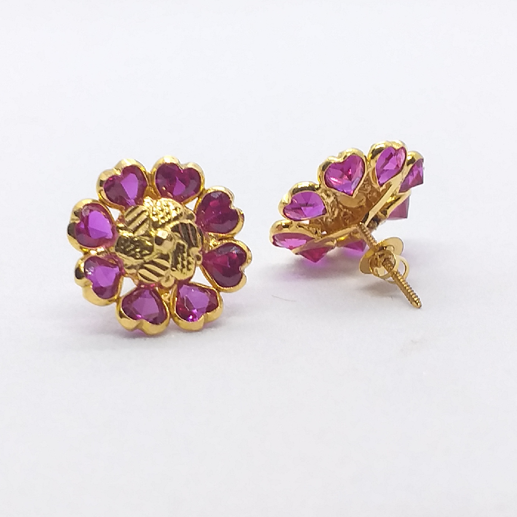 18k Gold Ladies Fancy Earrings - Image 2