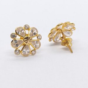 18k Gold White Diamond Earrings