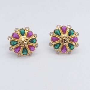 18k gold color stone earring