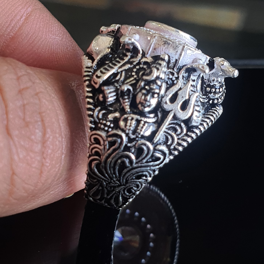 Silver OM NAMAH SHIVAY GENTS RING - Image 2
