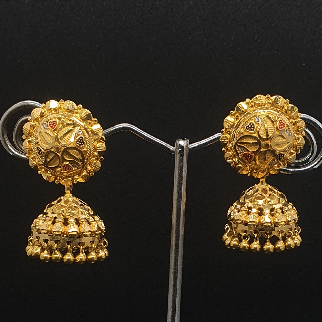 Gold 22.k Jhumar Earrings Gol Simple Design