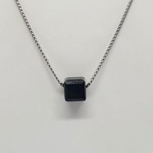 Silver 92.5 Black Stone Ladies Chain Pendant