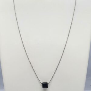 Silver 92.5 Black Stone Ladies Chain Pendant