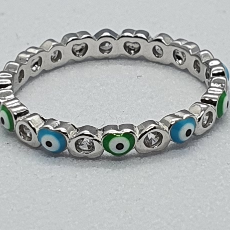 Silver 92.5 EvilEye Ladies Ring - Image 2