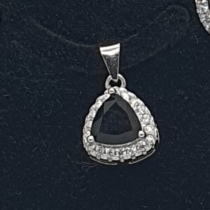 Silver 92.5 Black Stone Pendant Set