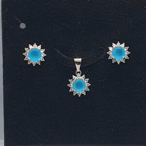 Silver 92.5 Light Blue Pendant Set